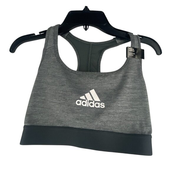Adidas NWT Women's Power Medium Support Training Sports Bra XS A-C Gray Heather - Picture 1 of 7